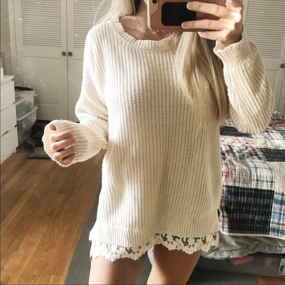 Forever 21 Sweaters - Forever21 Lace Oversized Sweater